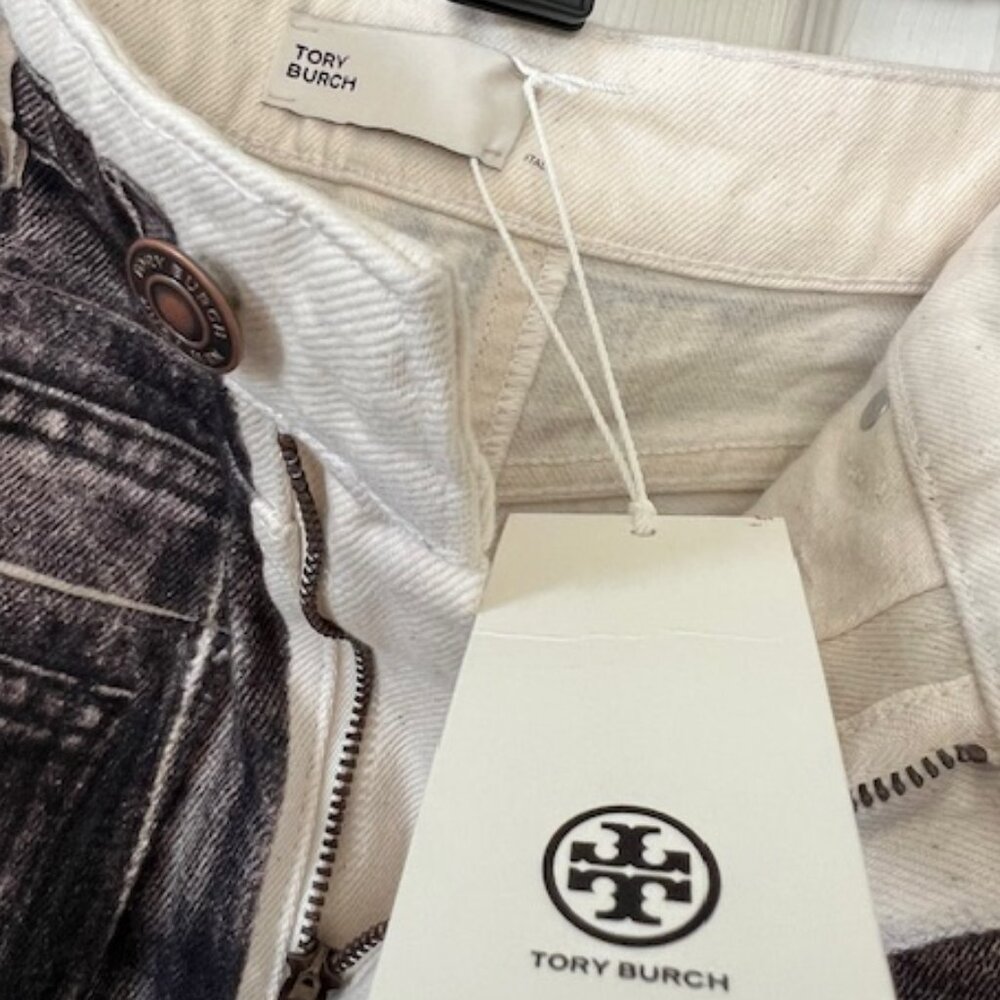 TORY BURCH Overprinted Deconstructed Denim Skirt (NWT) - Picture 6 of 7